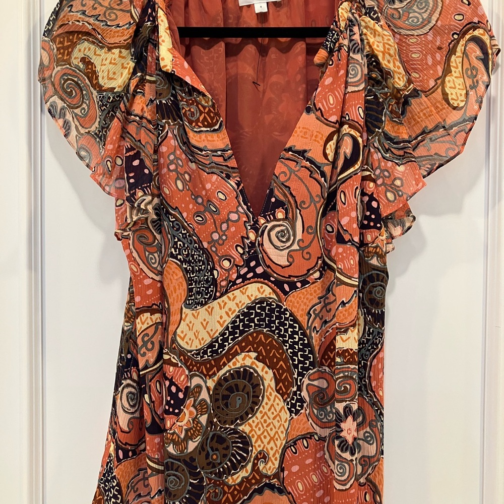 A.L.C. Multicolor Paisley V-Neck Blouse